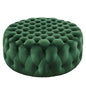 Amour Tufted Button Large Round Performance Velvet Ottoman