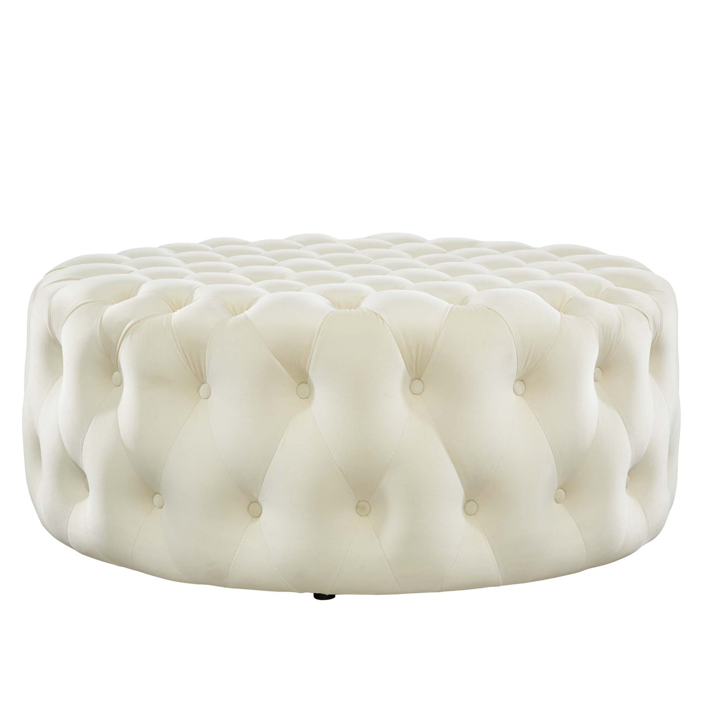 Amour Tufted Button Large Round Performance Velvet Ottoman