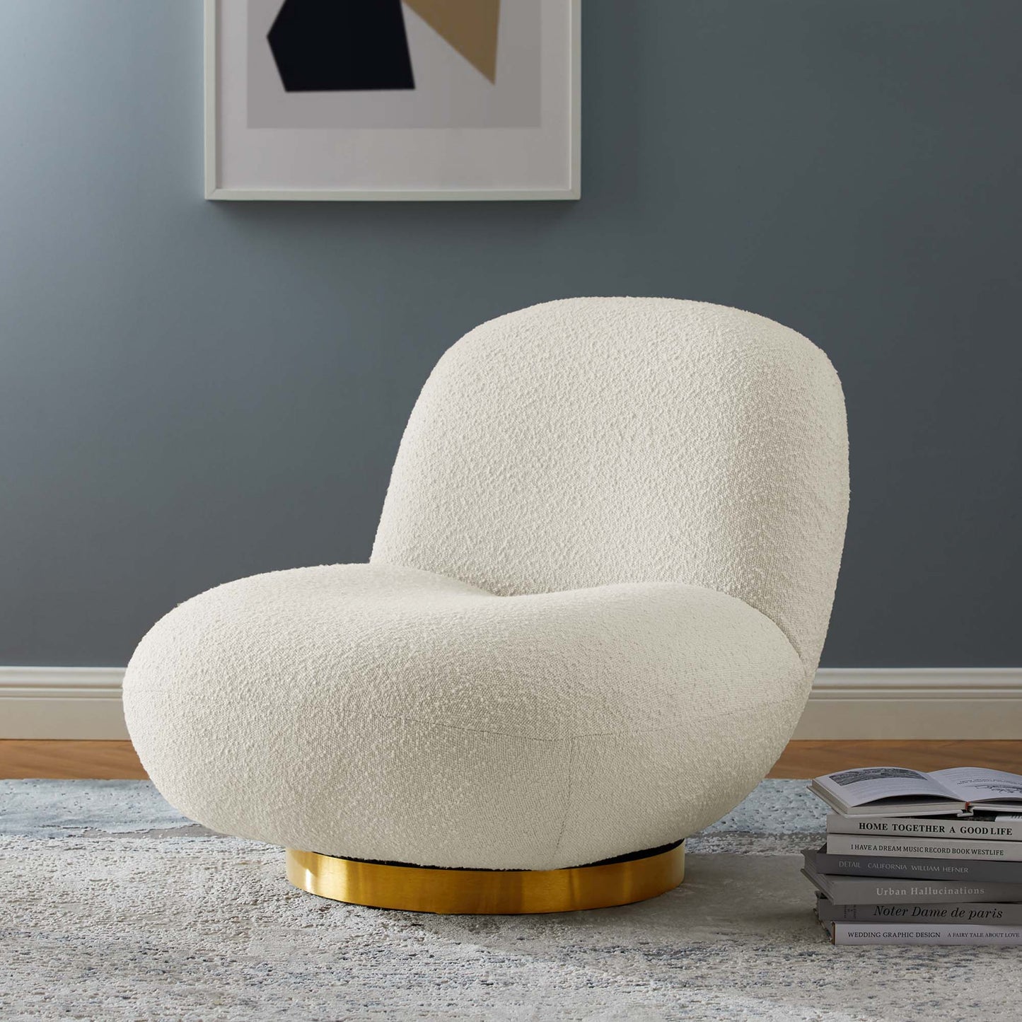 Kindred Boucle Upholstered Upholstered Fabric Swivel Chair