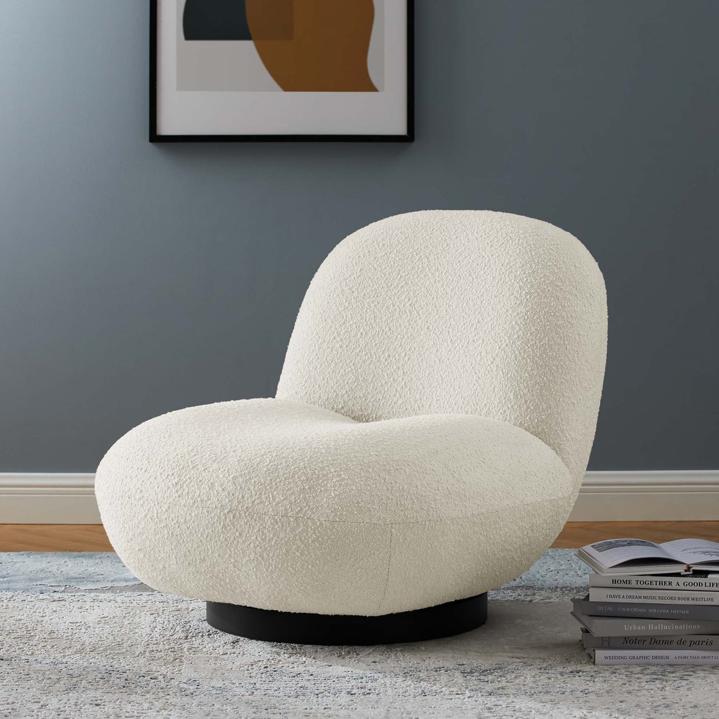 Kindred Boucle Upholstered Upholstered Fabric Swivel Chair