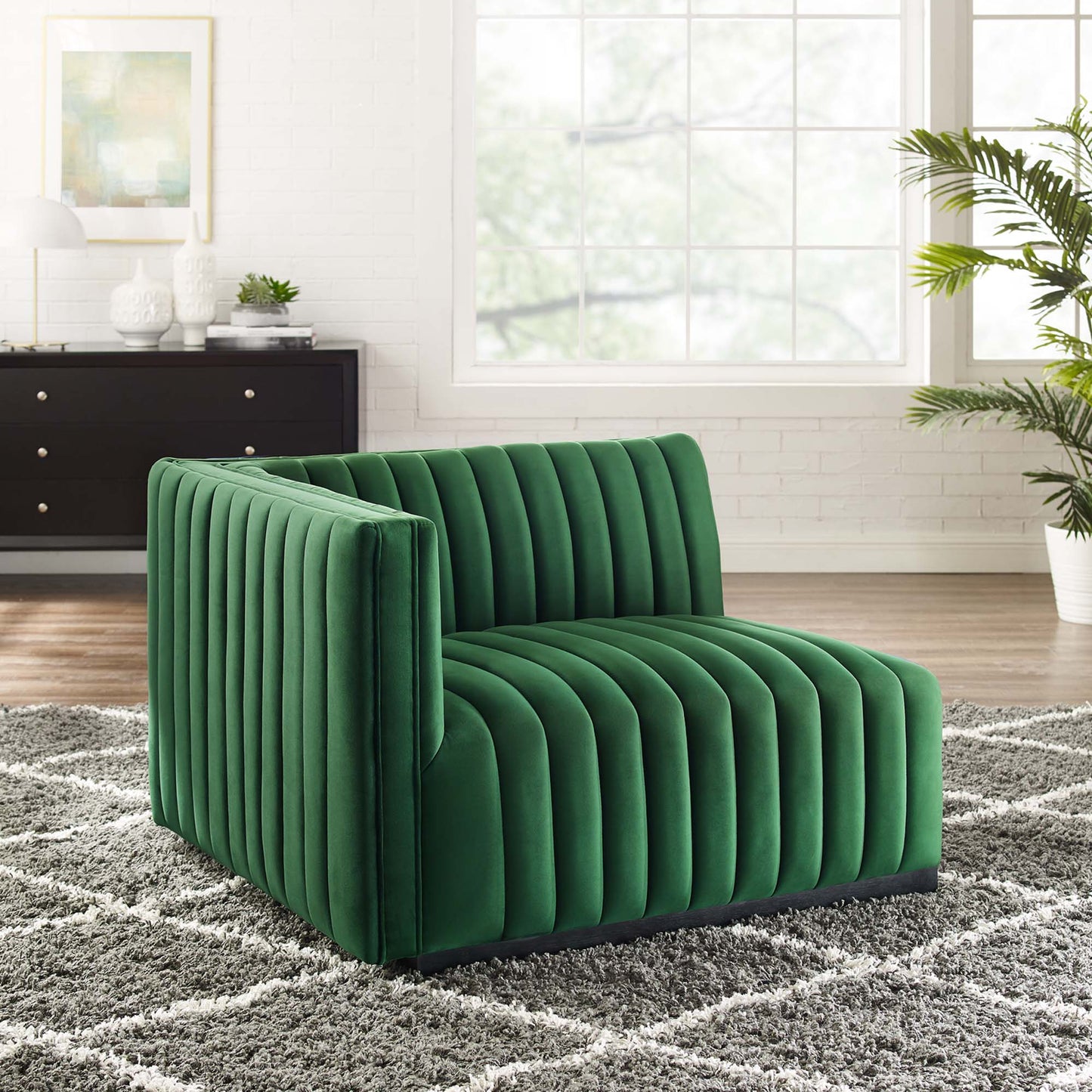 Conjure Channel Tufted Performance Velvet Left-Arm Chair