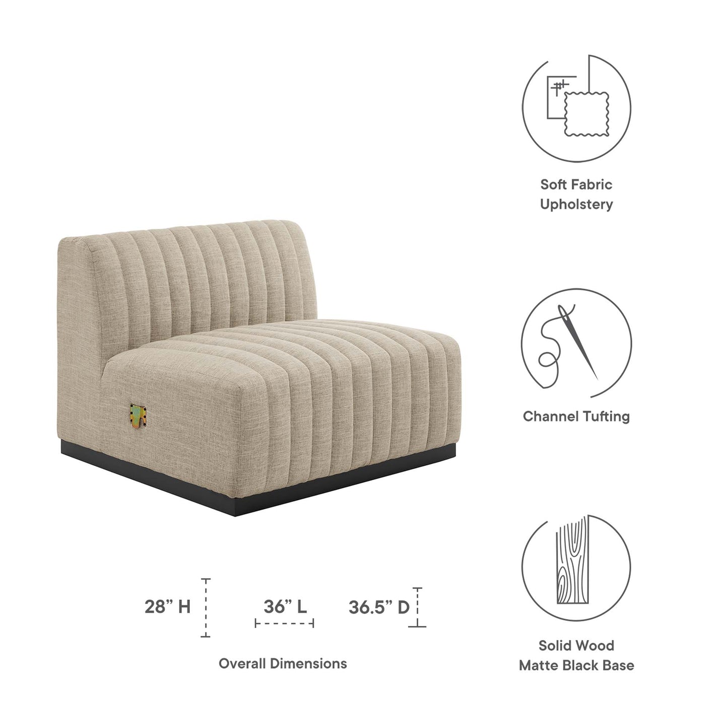 Chaise sans accoudoirs en tissu capitonné Conjure Channel par Modway