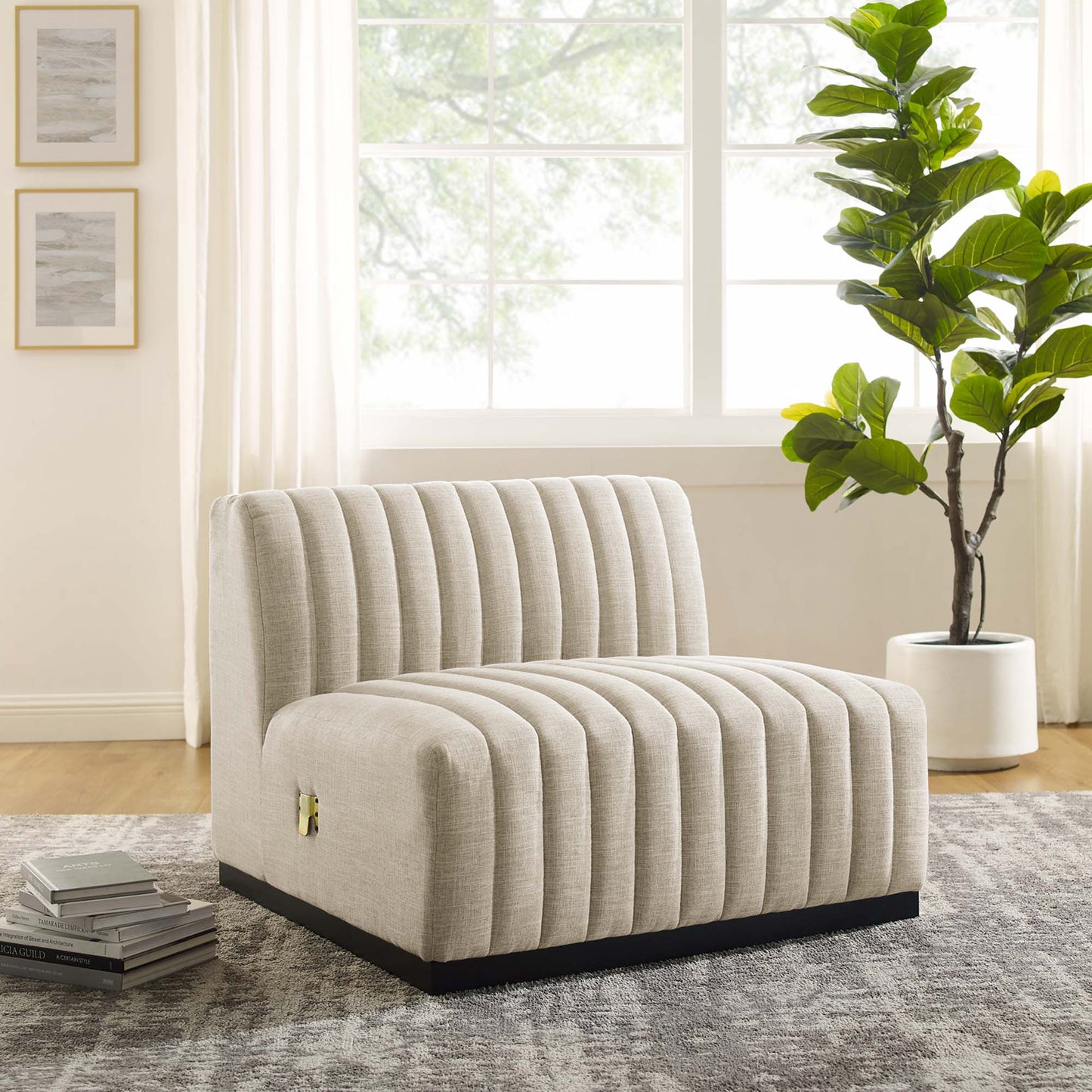 Chaise sans accoudoirs en tissu capitonné Conjure Channel par Modway