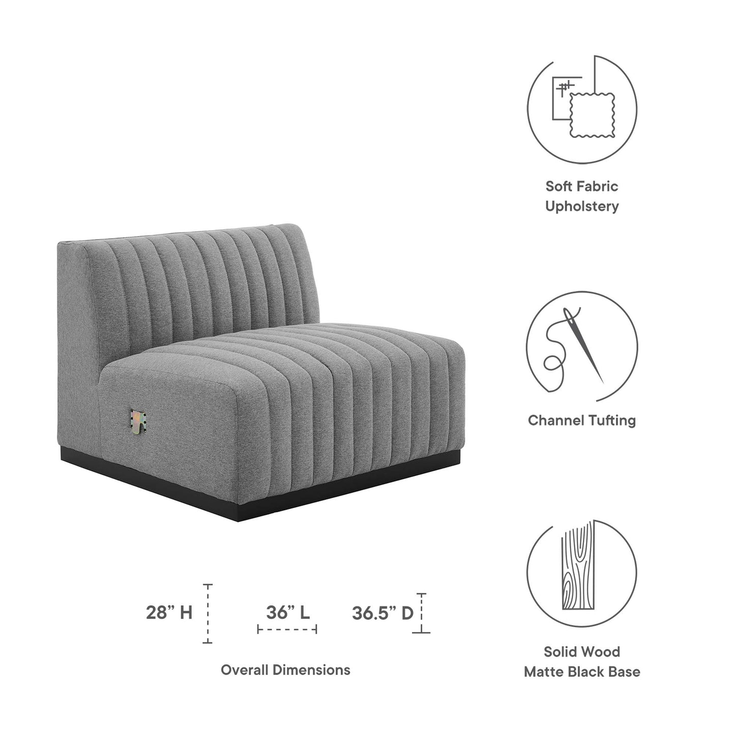 Chaise sans accoudoirs en tissu capitonné Conjure Channel par Modway