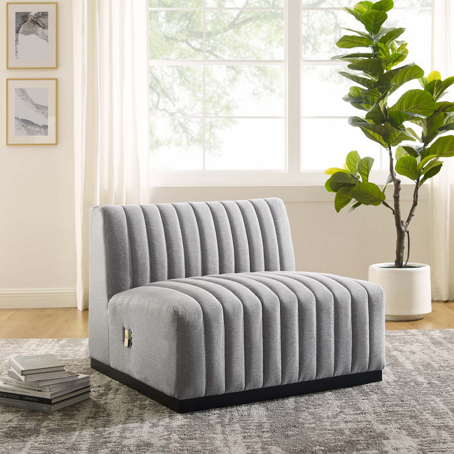 Chaise sans accoudoirs en tissu capitonné Conjure Channel par Modway