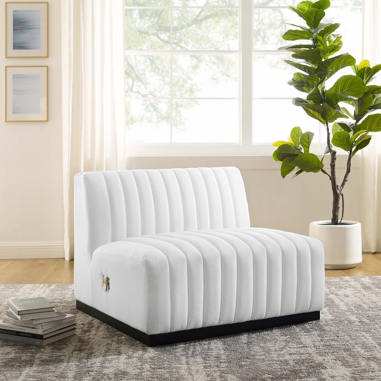 Chaise sans accoudoirs en tissu capitonné Conjure Channel par Modway