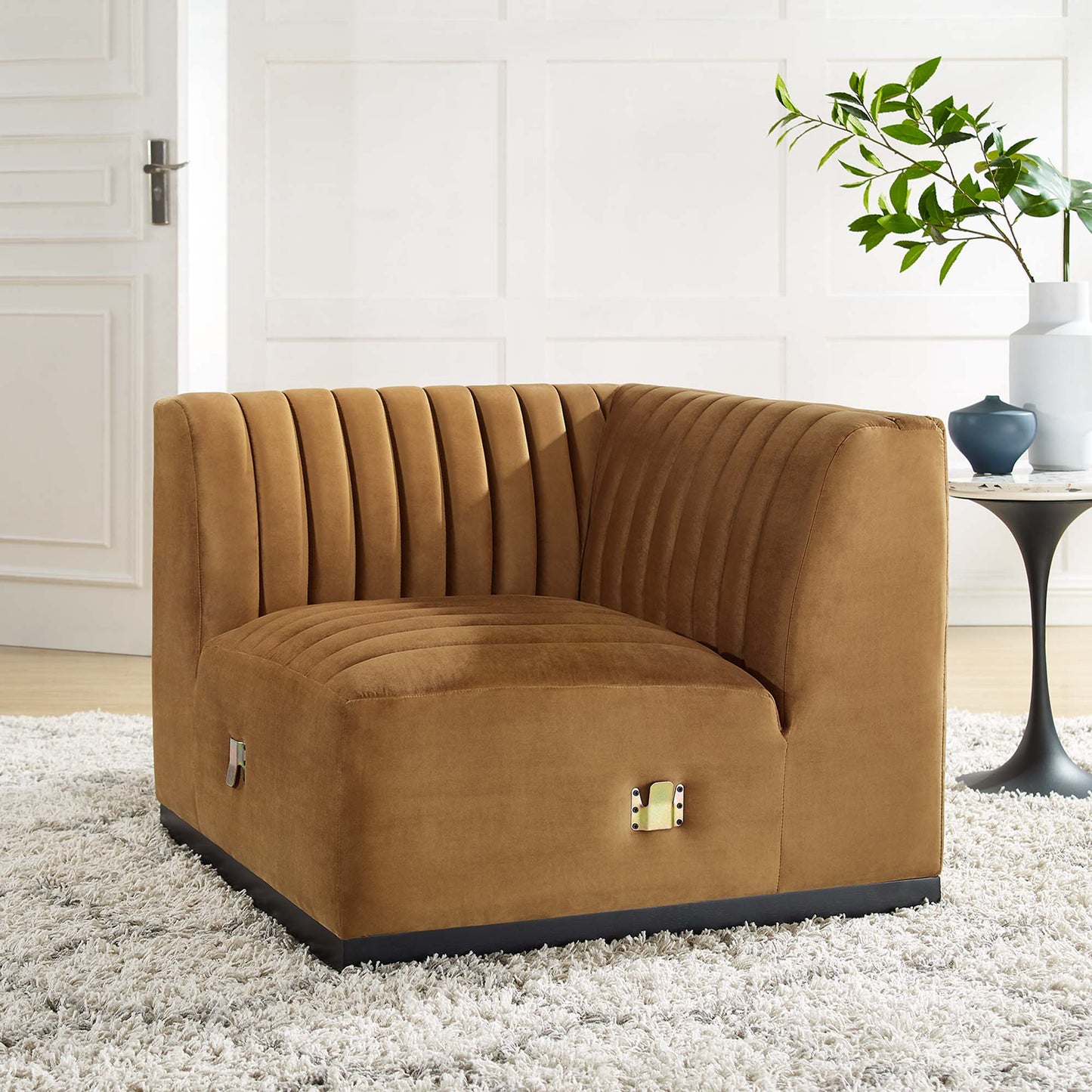 Conjure Channel Tufted Performance Velvet Left Corner Chair