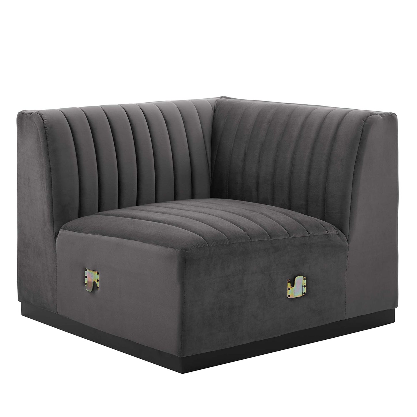 Chaise d'angle droite en velours capitonné Conjure Channel par Modway