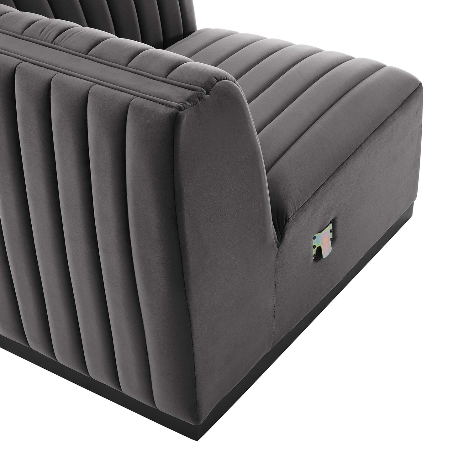 Chaise d'angle droite en velours capitonné Conjure Channel par Modway