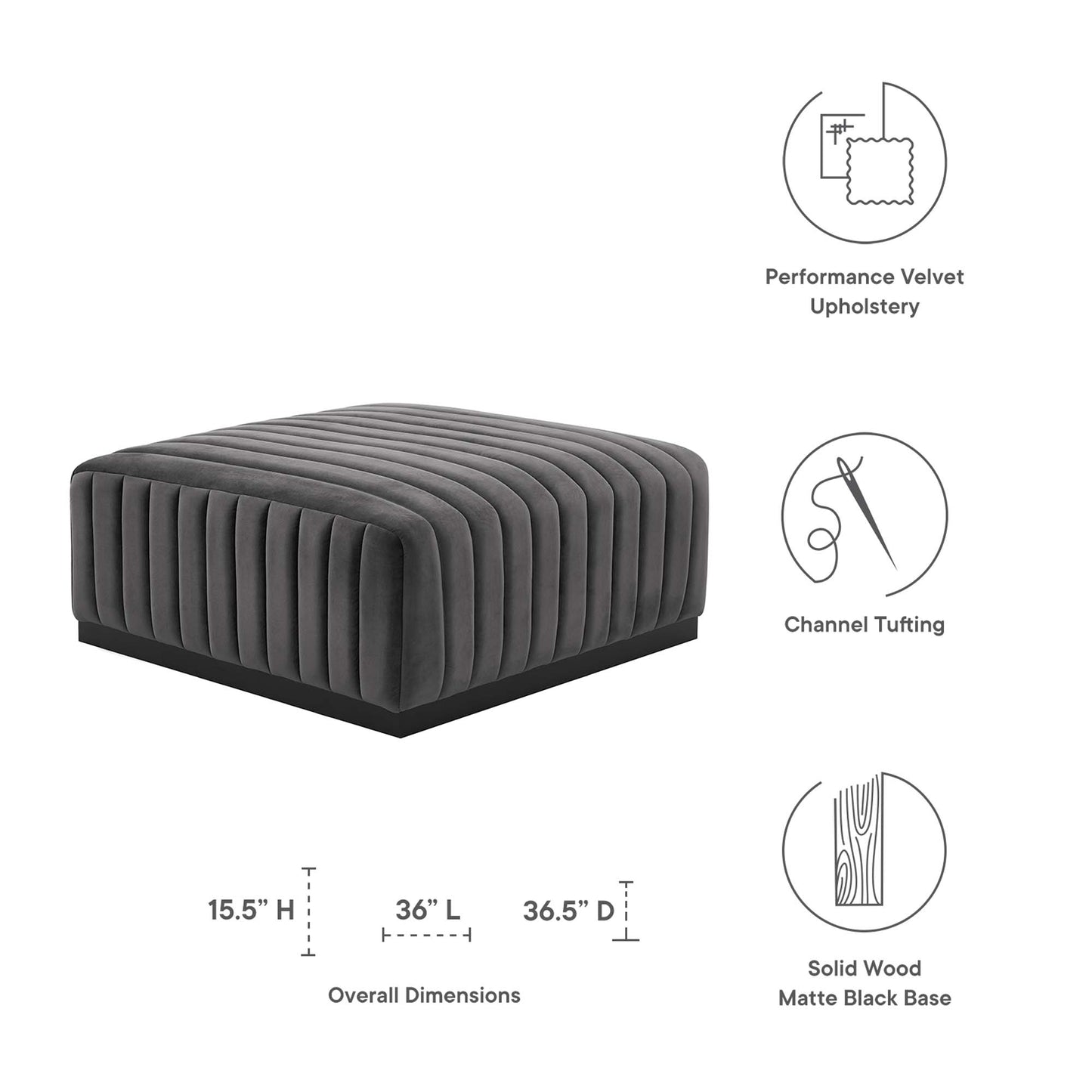 Conjure Channel Tufted Performance Velvet Ottoman