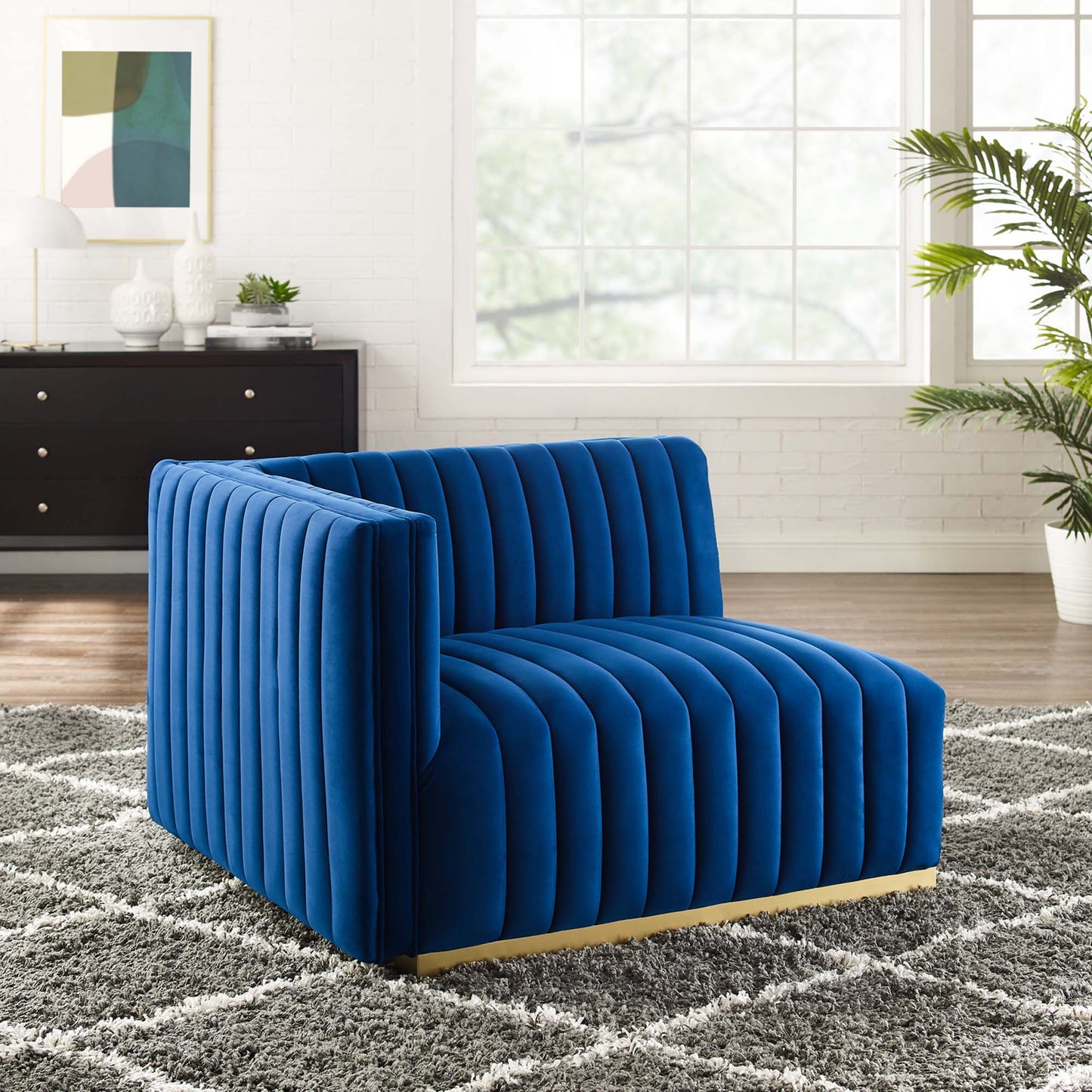 Conjure Channel Tufted Performance Velvet Left-Arm Chair