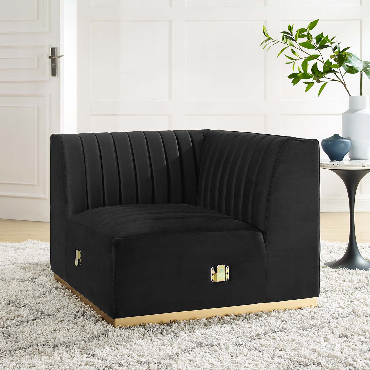 Conjure Channel Tufted Performance Velvet Left Corner Chair