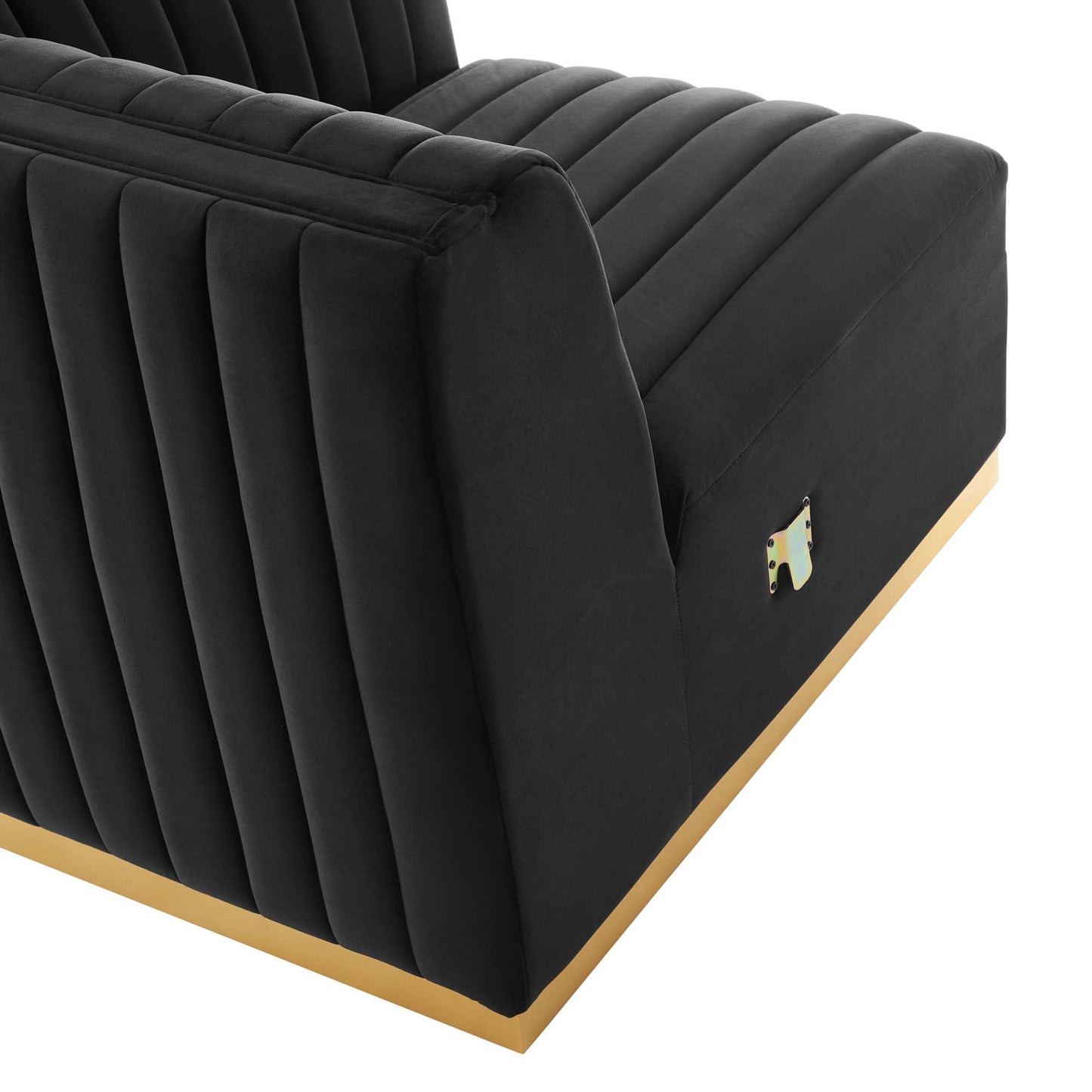 Chaise d'angle droite en velours capitonné Conjure Channel par Modway