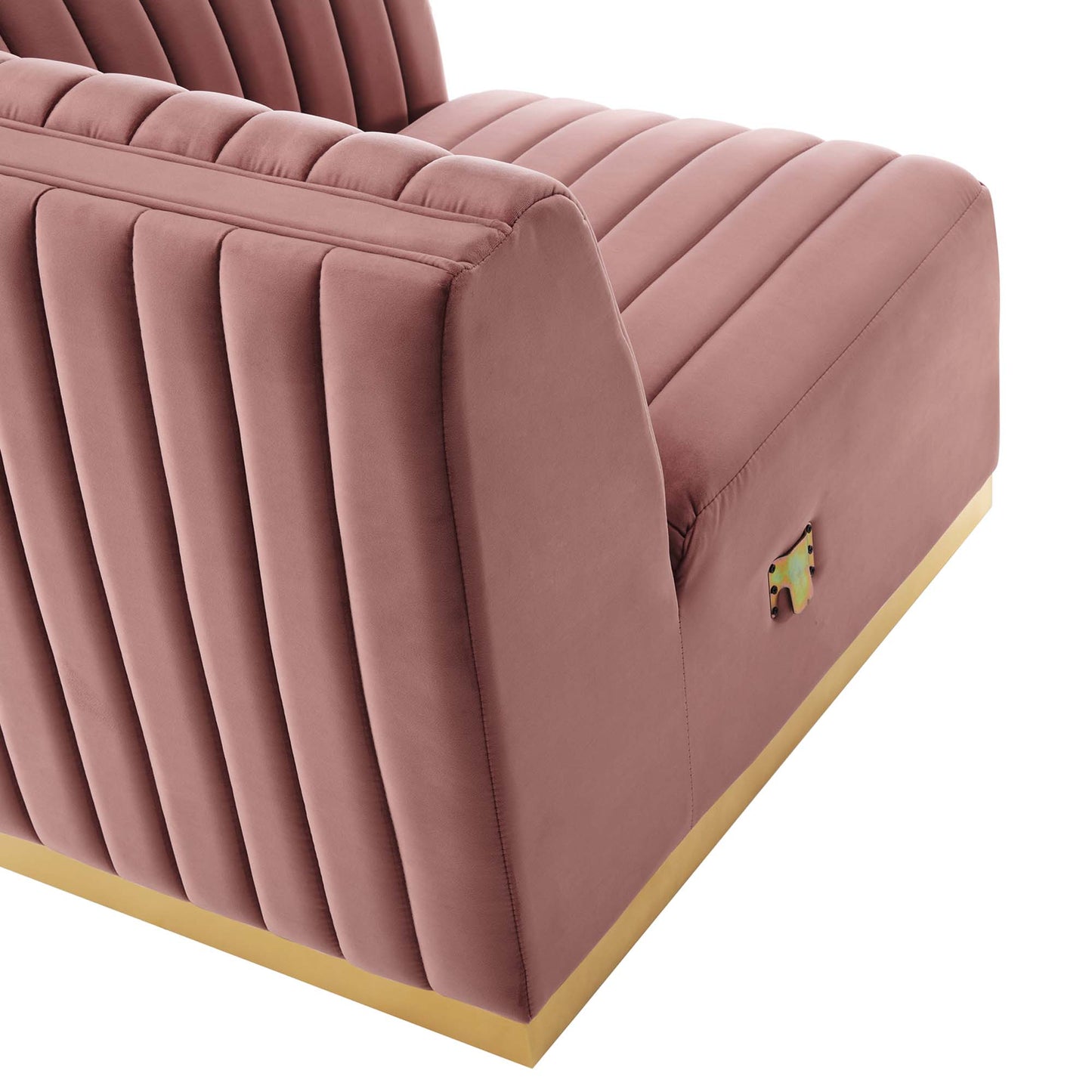 Chaise d'angle droite en velours capitonné Conjure Channel par Modway