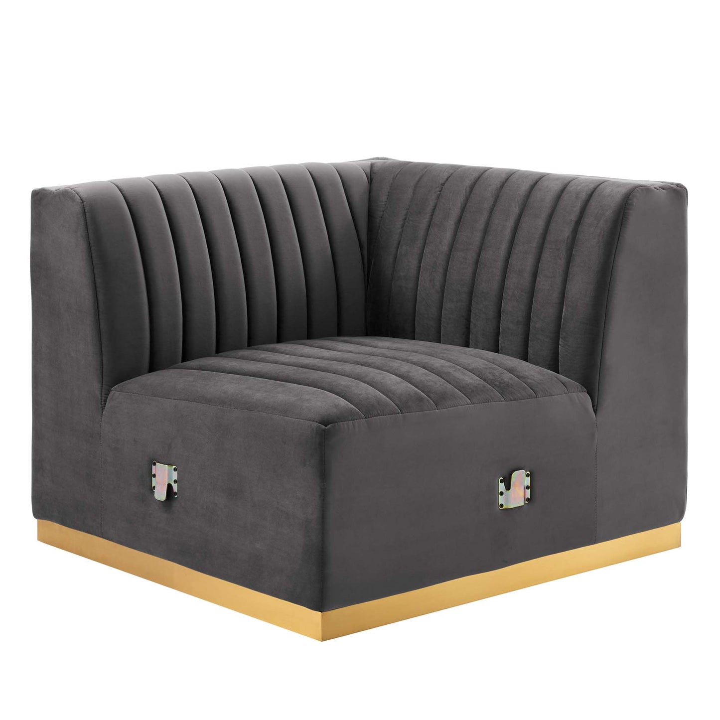 Chaise d'angle droite en velours capitonné Conjure Channel par Modway