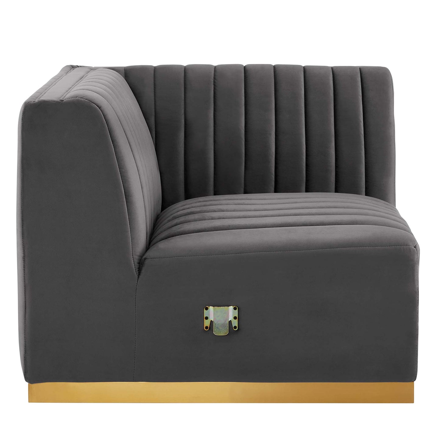 Chaise d'angle droite en velours capitonné Conjure Channel par Modway