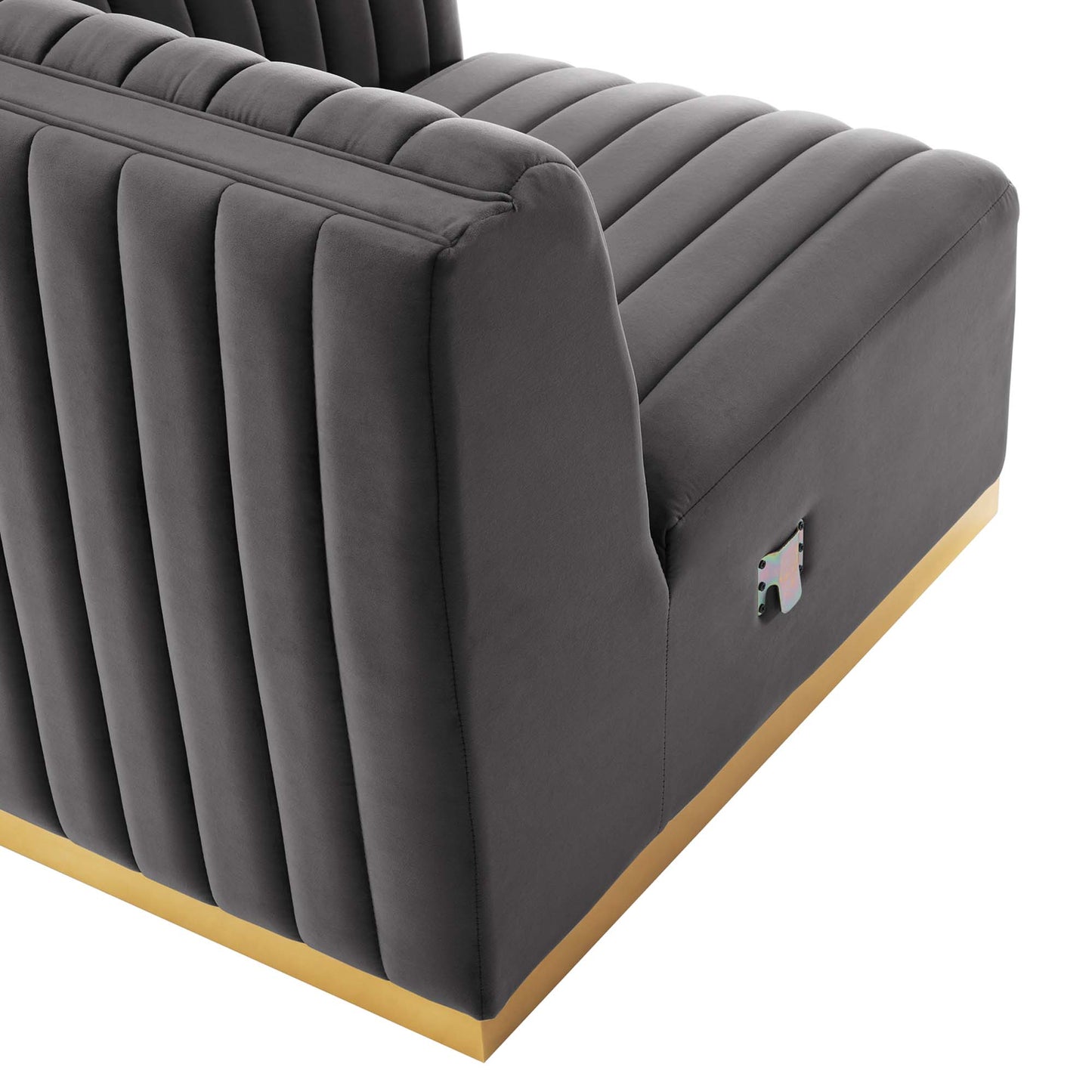 Chaise d'angle droite en velours capitonné Conjure Channel par Modway