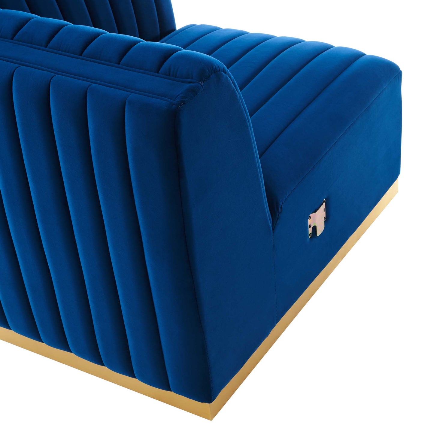 Chaise d'angle droite en velours capitonné Conjure Channel par Modway