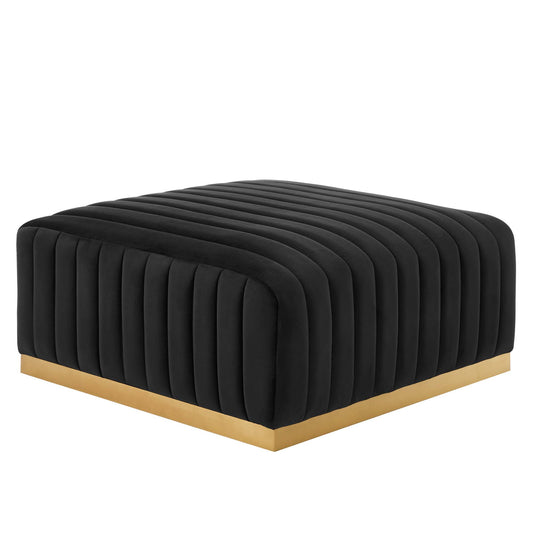 Conjure Channel Tufted Performance Velvet Ottoman