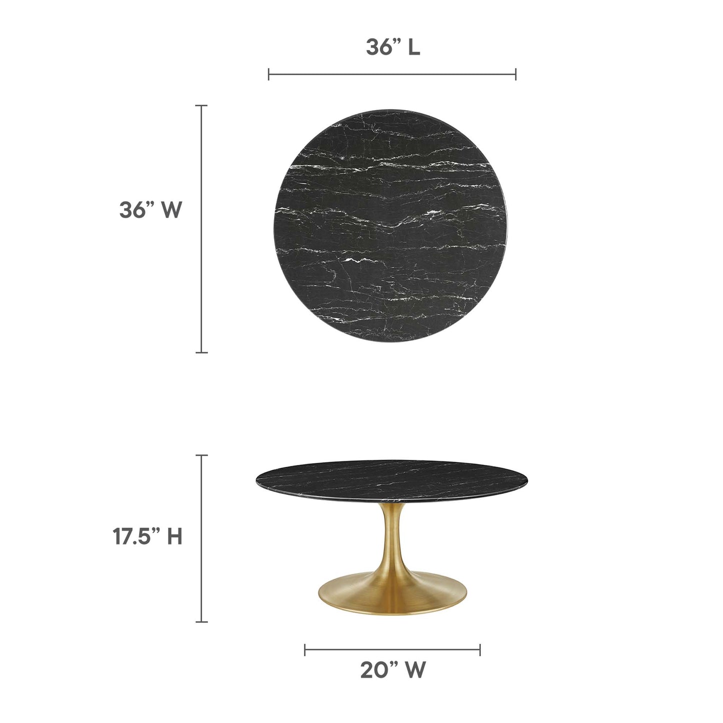 Mesa de centro redonda de mármol artificial Lippa de 36" de Modway