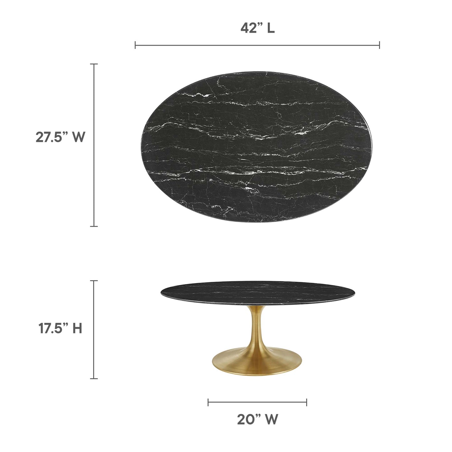 Lippa 42" Oval Artificial Marble Coffee Table