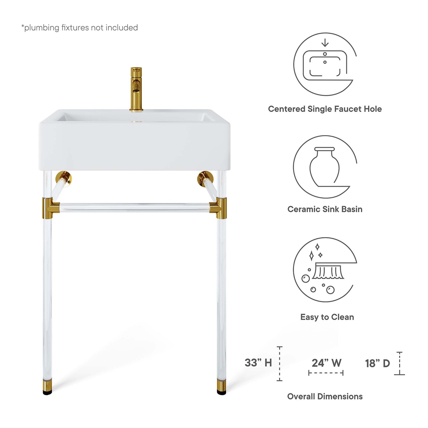 Redeem 24" Acrylic Wall-Mount Bathroom Vanity