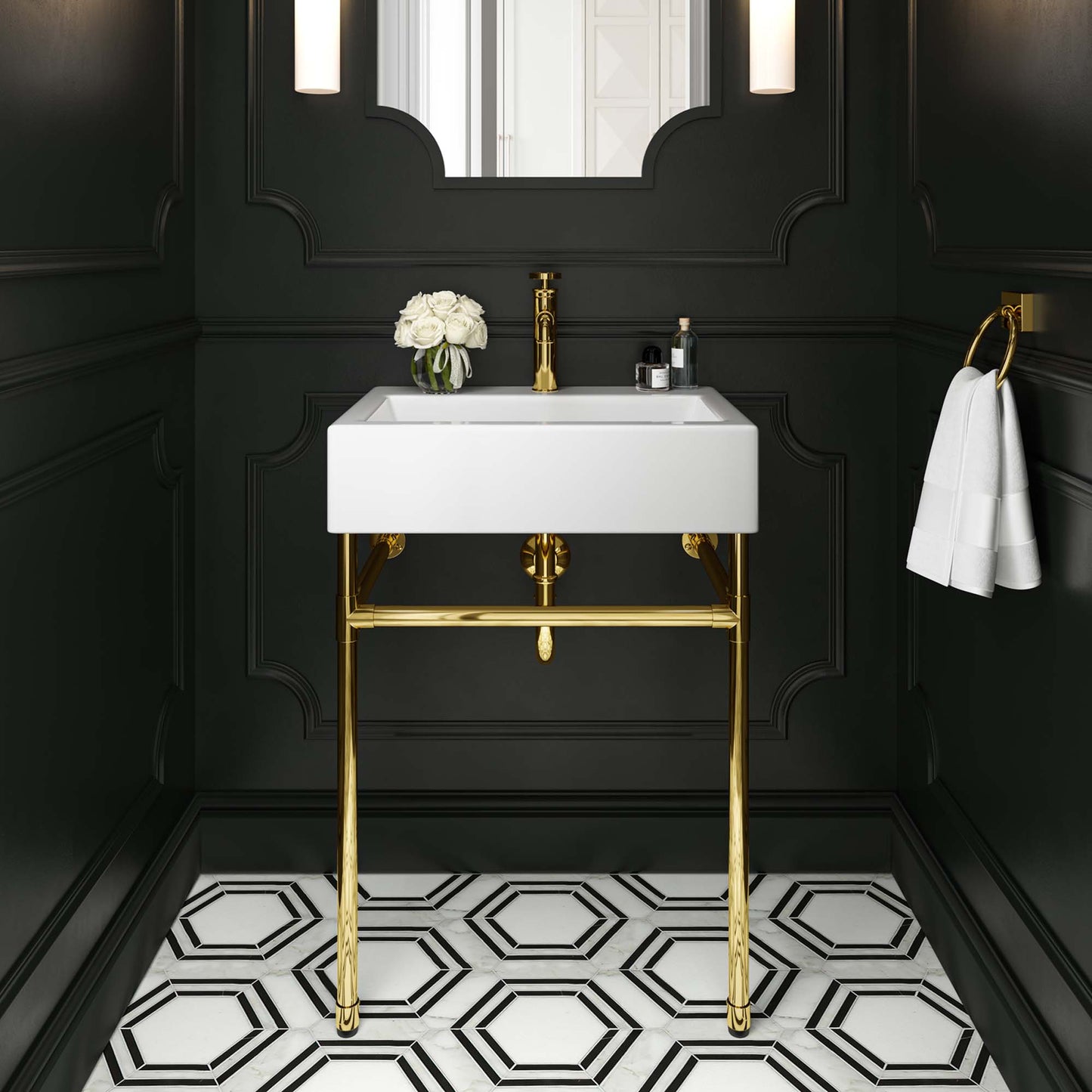 Redeem 24" Wall-Mount Gold Stainless Steel Bathroom Vanity