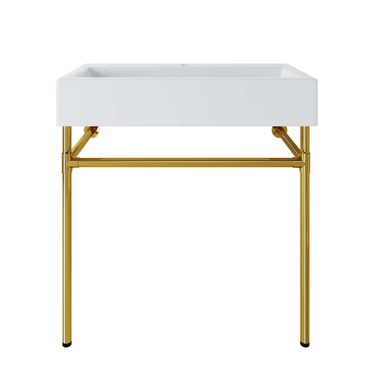 Redeem 32" Wall-Mount Gold Stainless Steel Bathroom Vanity