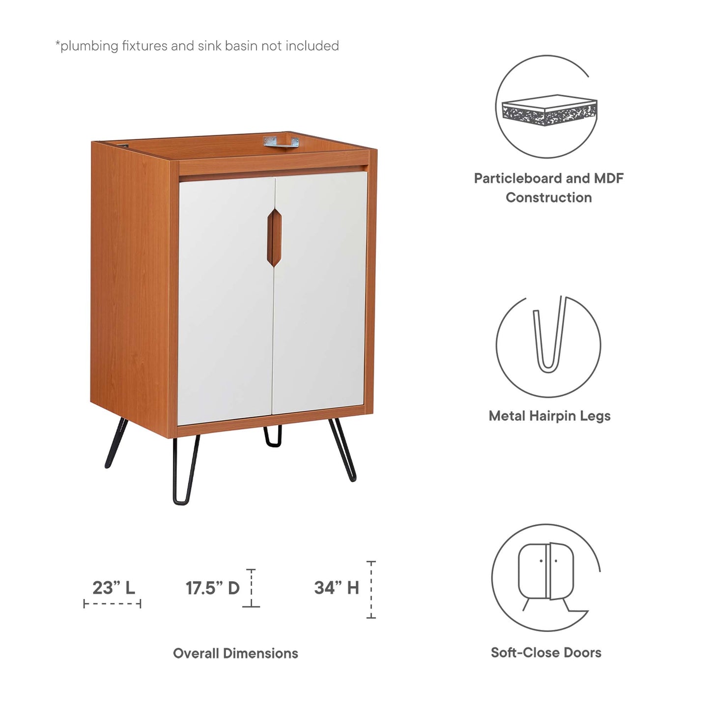 Energize 24" Bathroom Vanity Cabinet (Sink Basin Not Included)