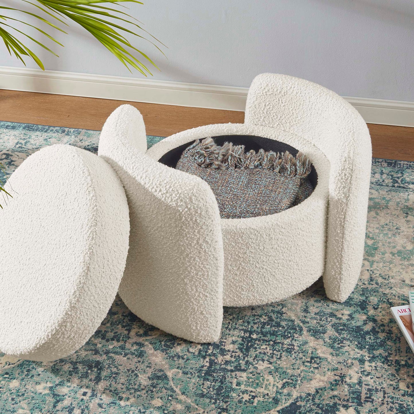 Nebula Boucle Upholstered Ottoman