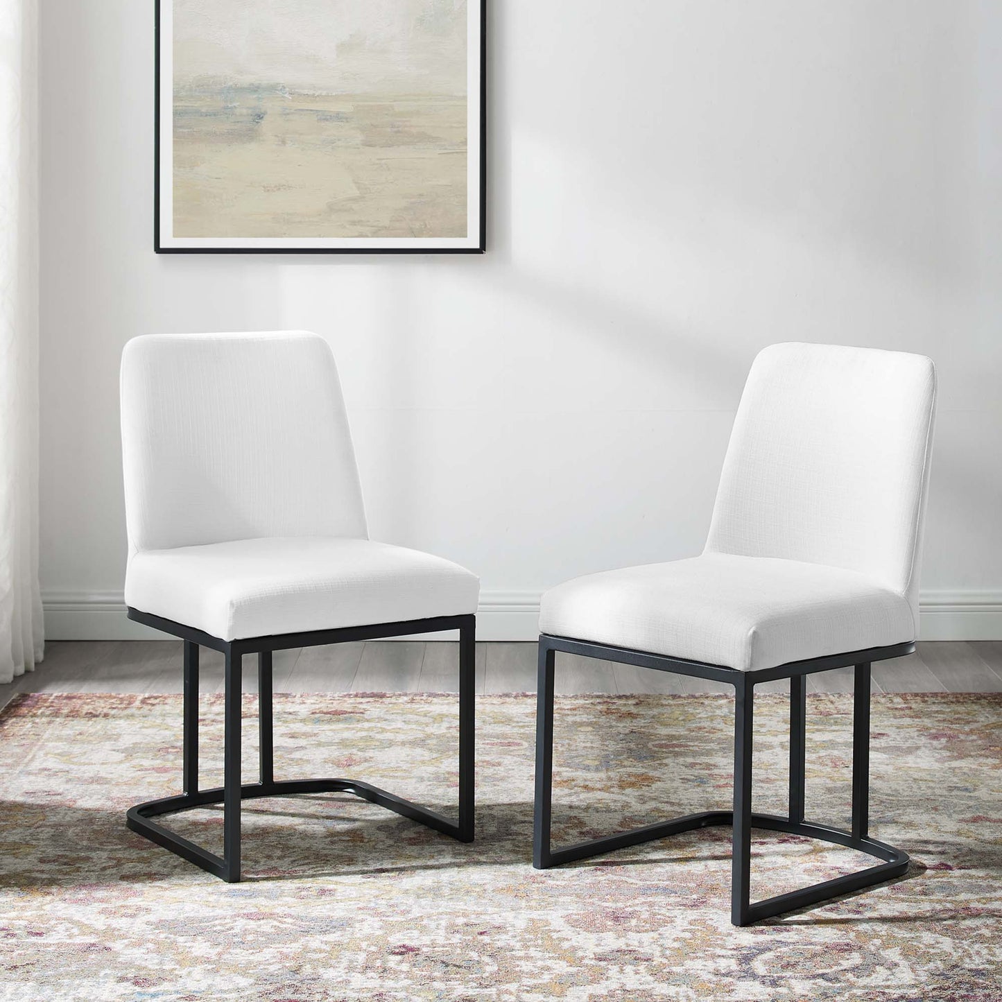 Amplify Sled Base Upholstered Fabric Dining Chairs Set of 2