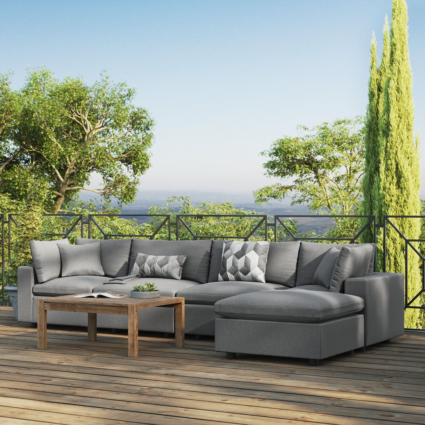 Commix 5-Piece Outdoor Patio Sectional Sofa