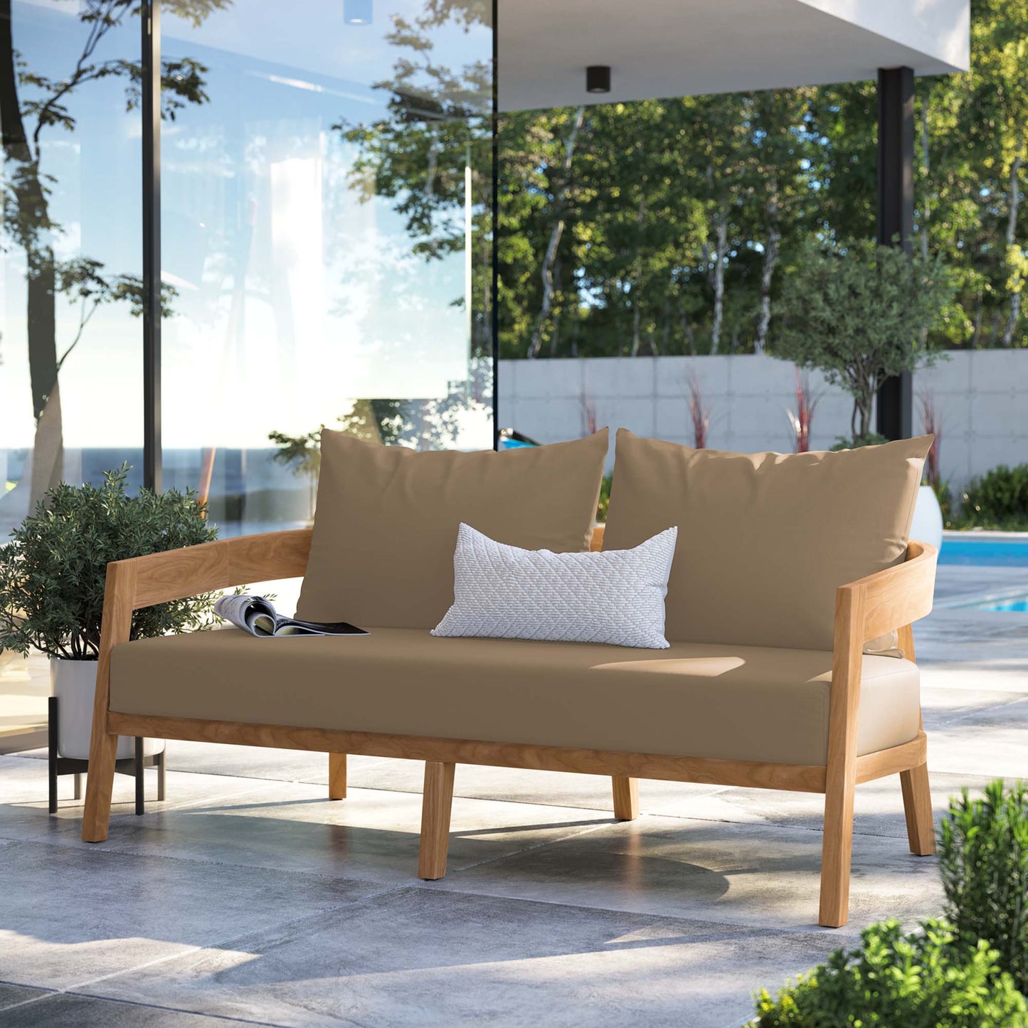 Brisbane Teak Wood Outdoor Patio Loveseat