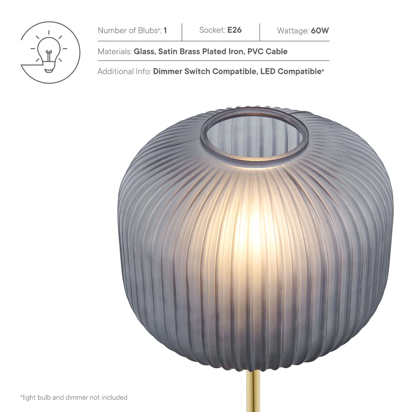 Reprise Glass Sphere Glass and Metal Table Lamp