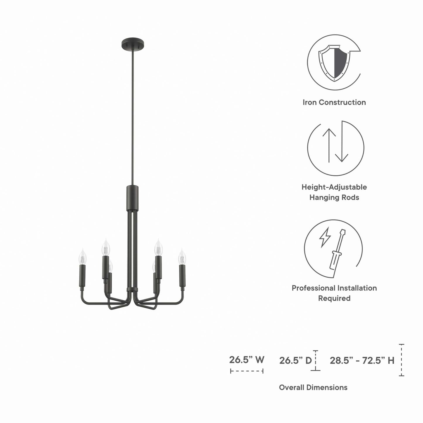 Lustre à 6 lumières Rekindle de Modway