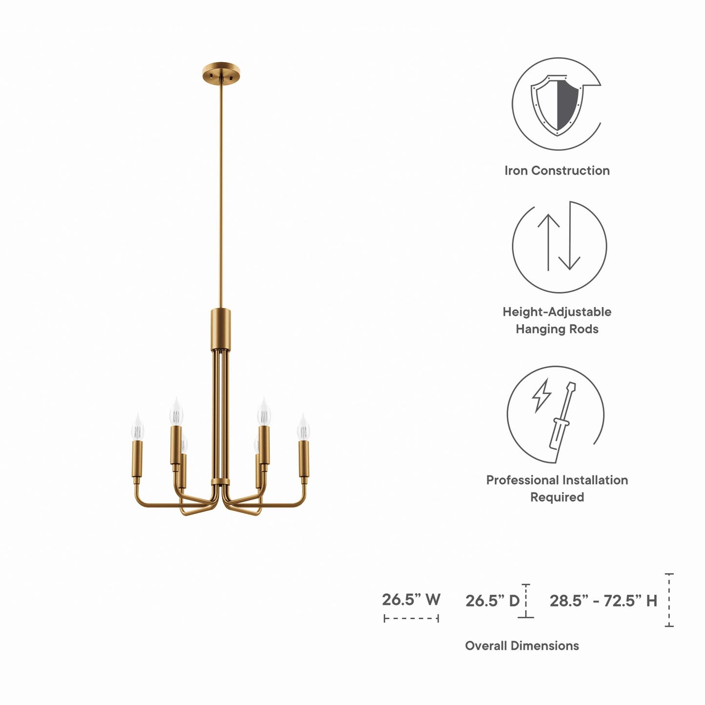 Lustre à 6 lumières Rekindle de Modway