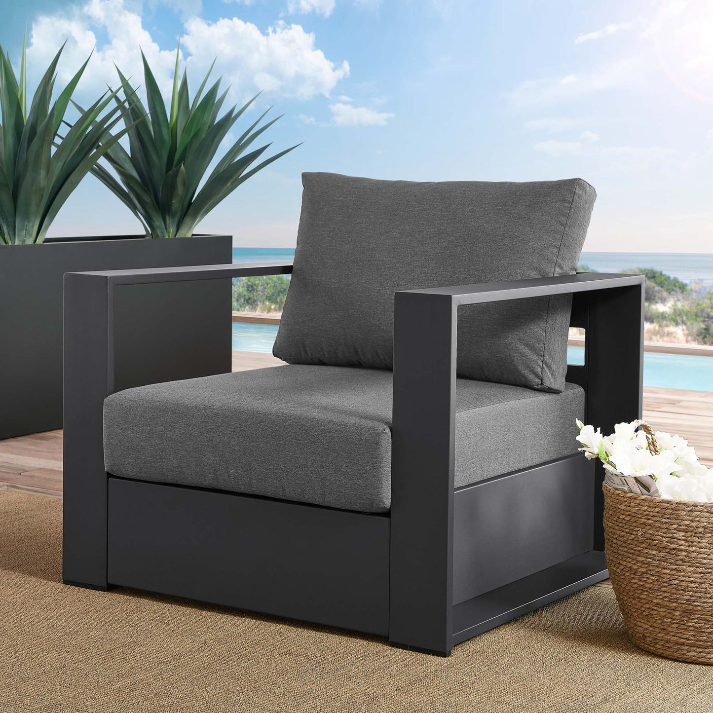 Tahoe Outdoor Patio Powder-Coated Aluminum Armchair