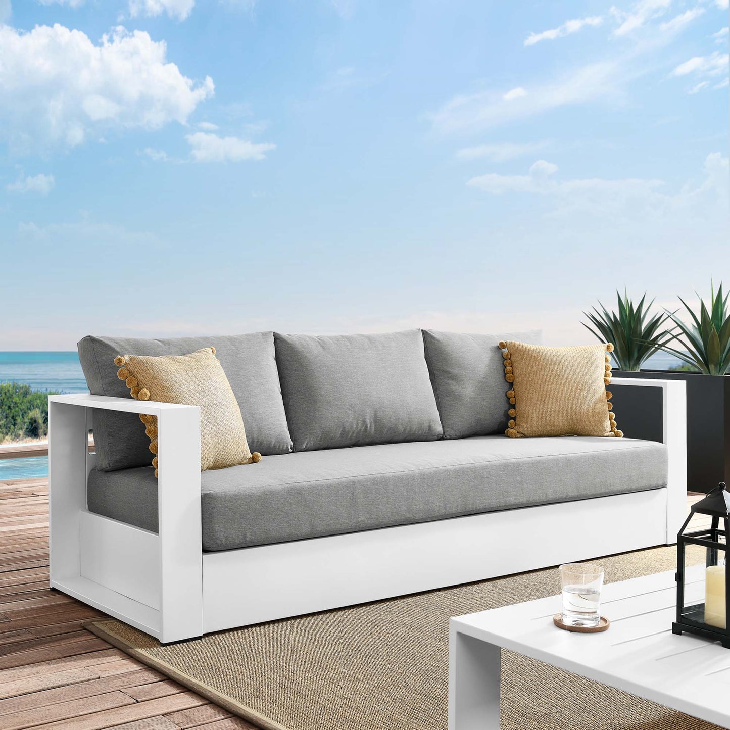 Tahoe Outdoor Patio Powder-Coated Aluminum Sofa