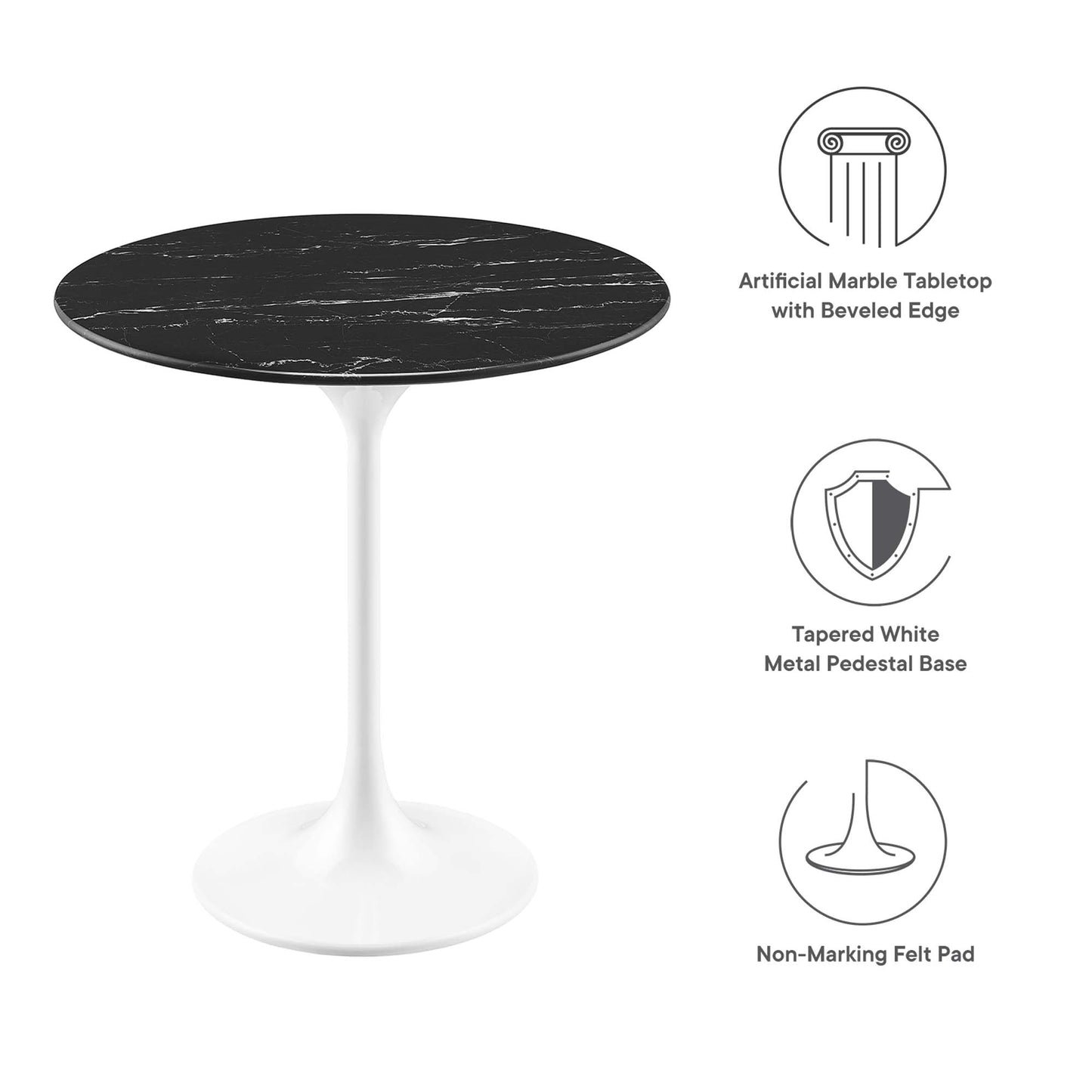 Lippa 20" Round Artificial Marble Side Table