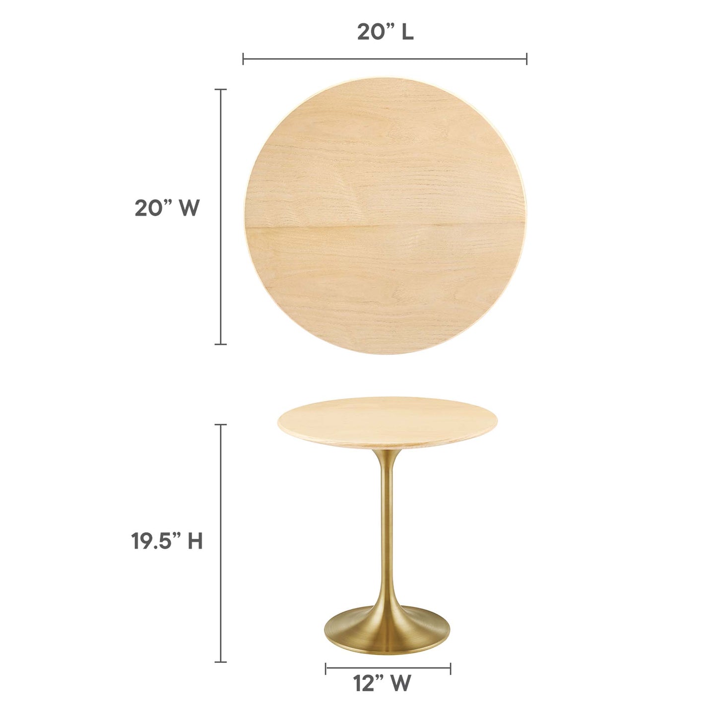 Lippa 20" Round Wood Grain Side Table