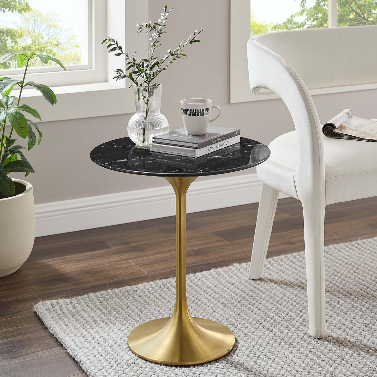 Lippa 20" Round Artificial Marble Side Table