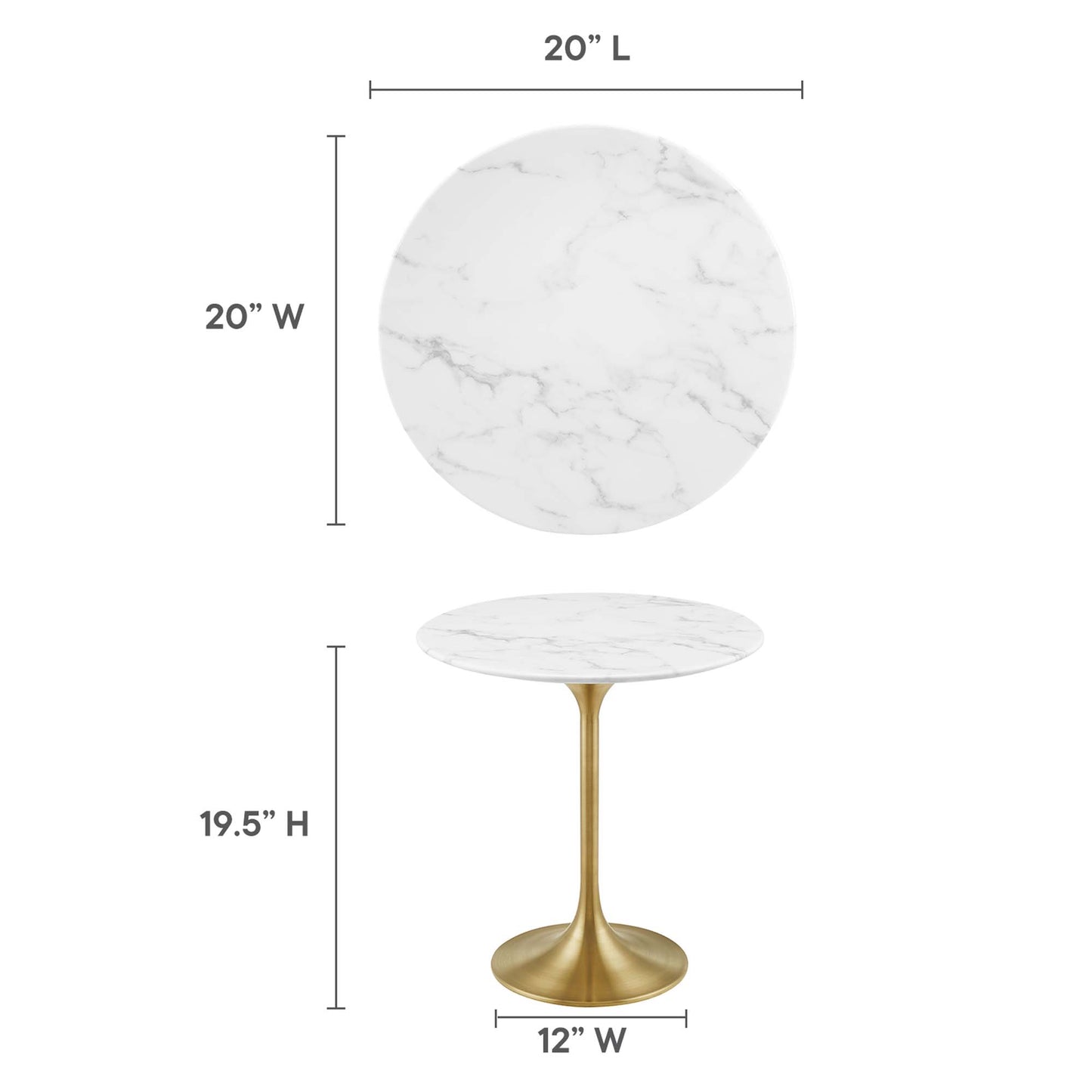 Lippa 20" Round Artificial Marble Side Table