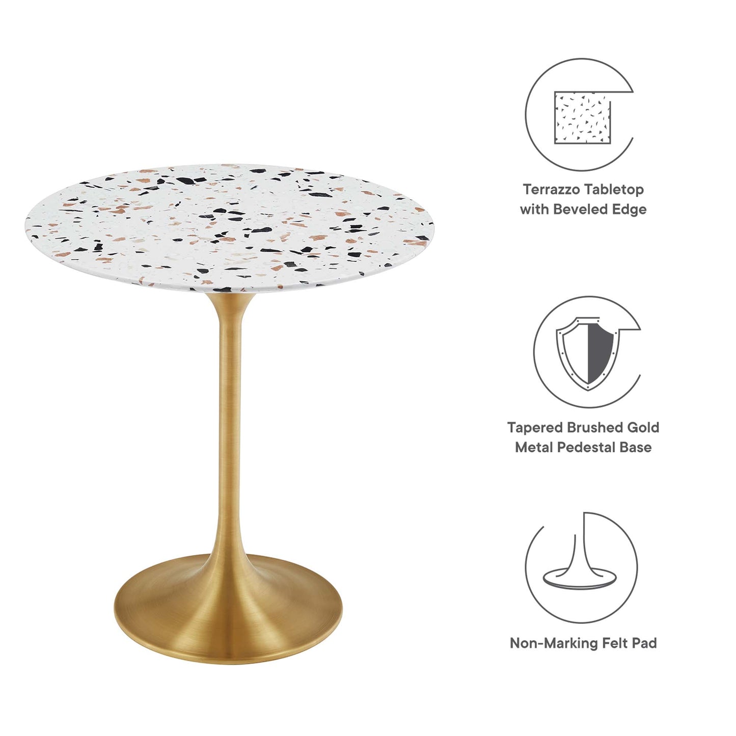 Table d'appoint ronde en terrazzo Lippa 20" par Modway