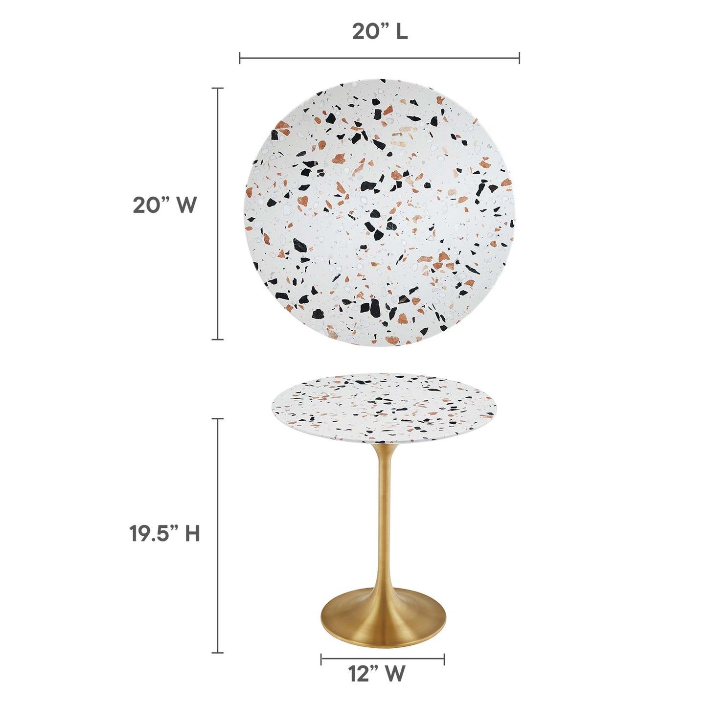 Table d'appoint ronde en terrazzo Lippa 20" par Modway