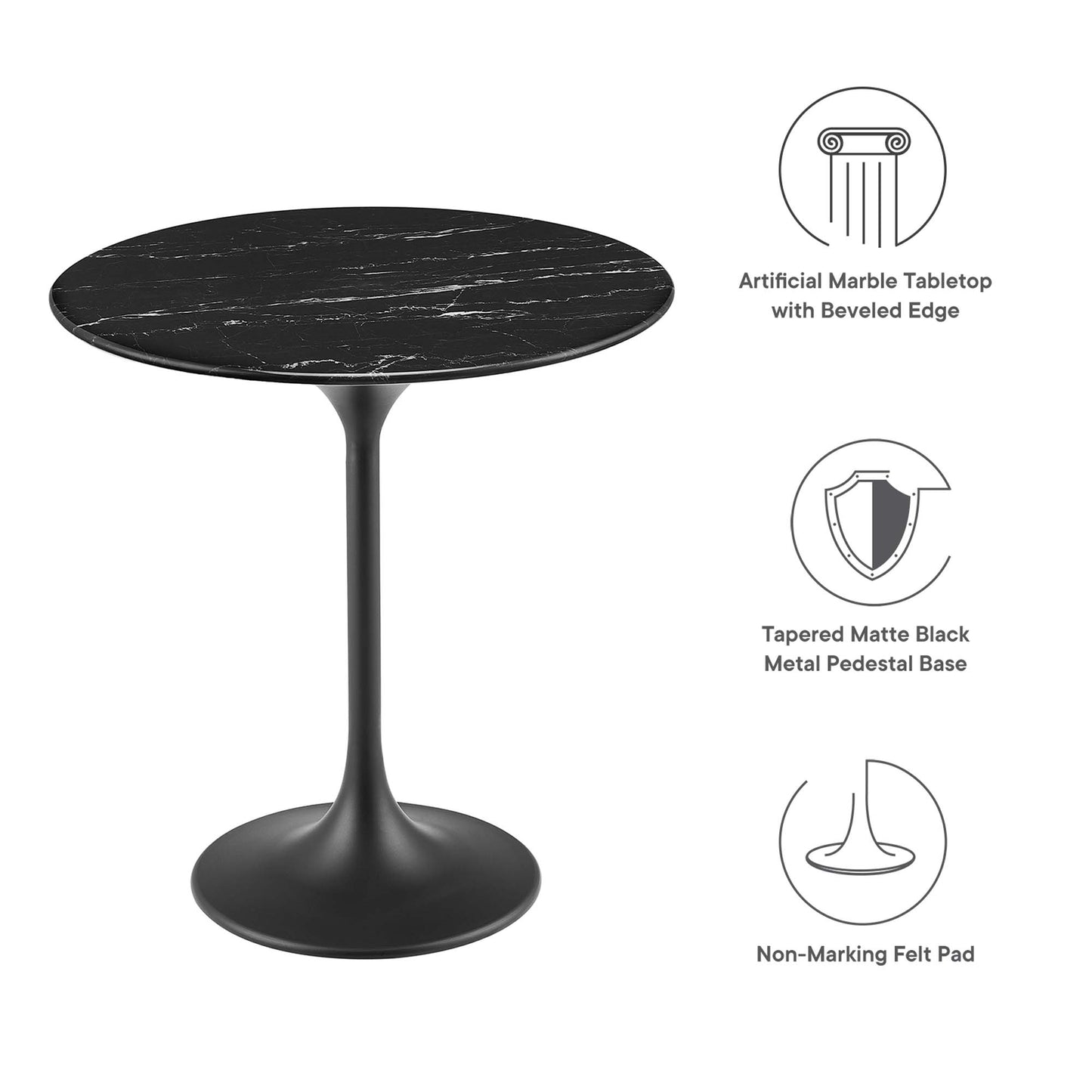 Lippa 20" Round Artificial Marble Side Table