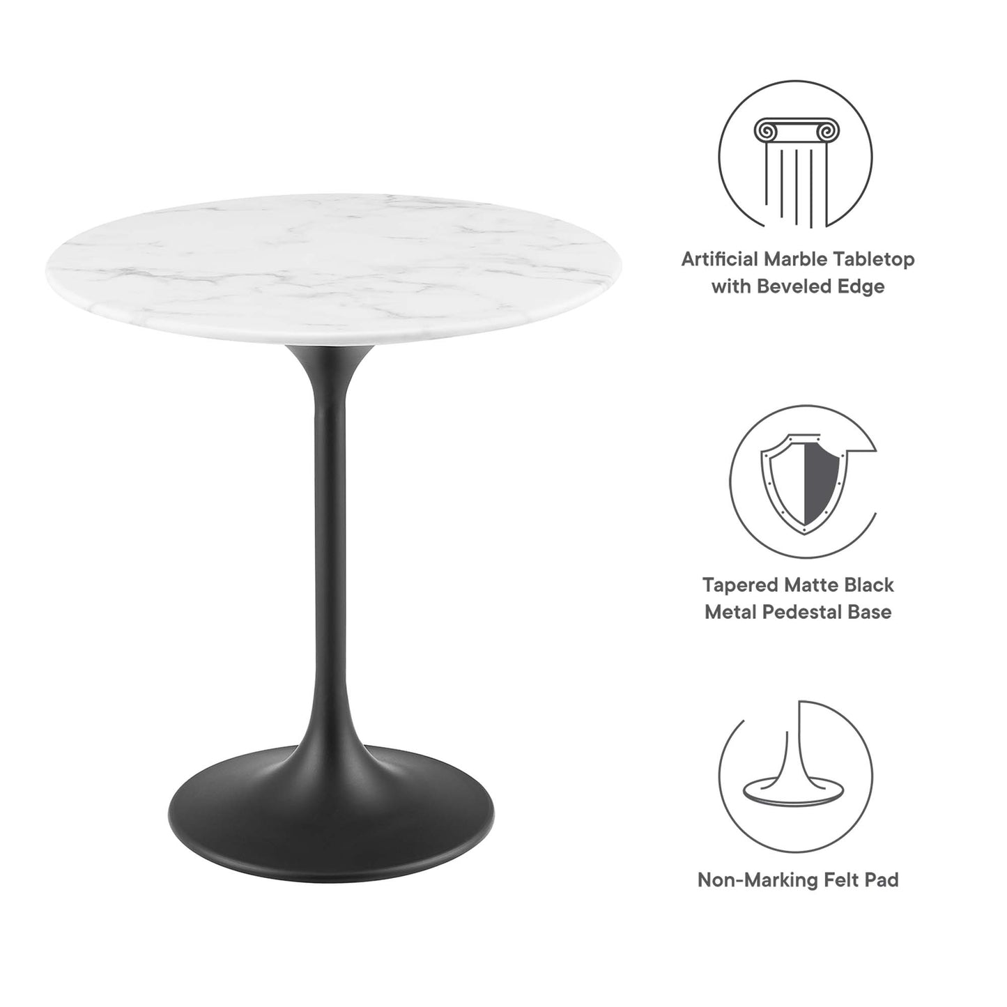 Lippa 20" Round Artificial Marble Side Table