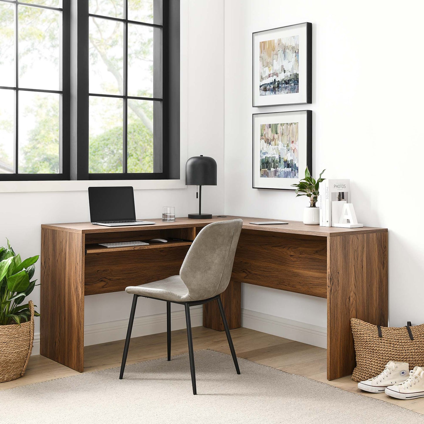 Venture L-Shaped Wood Office Desk