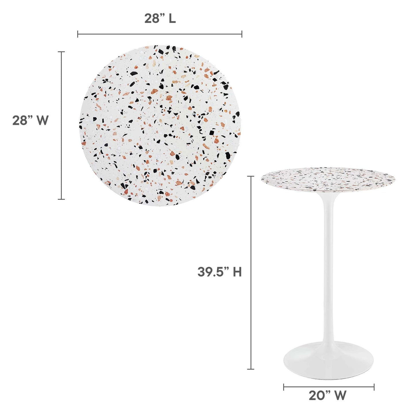 Mesa de bar redonda de terrazo Lippa de 28" de Modway