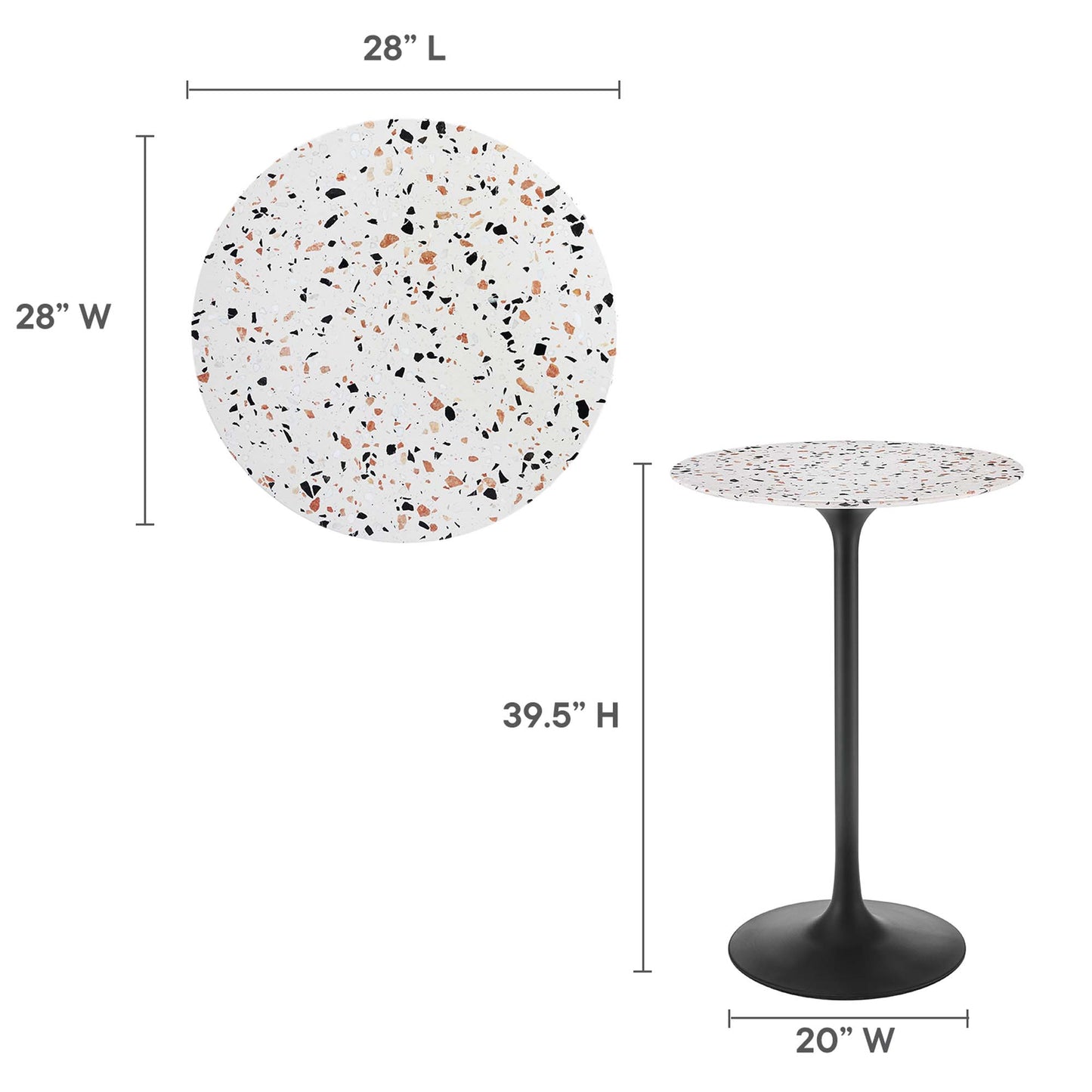 Mesa de bar redonda de terrazo Lippa de 28" de Modway