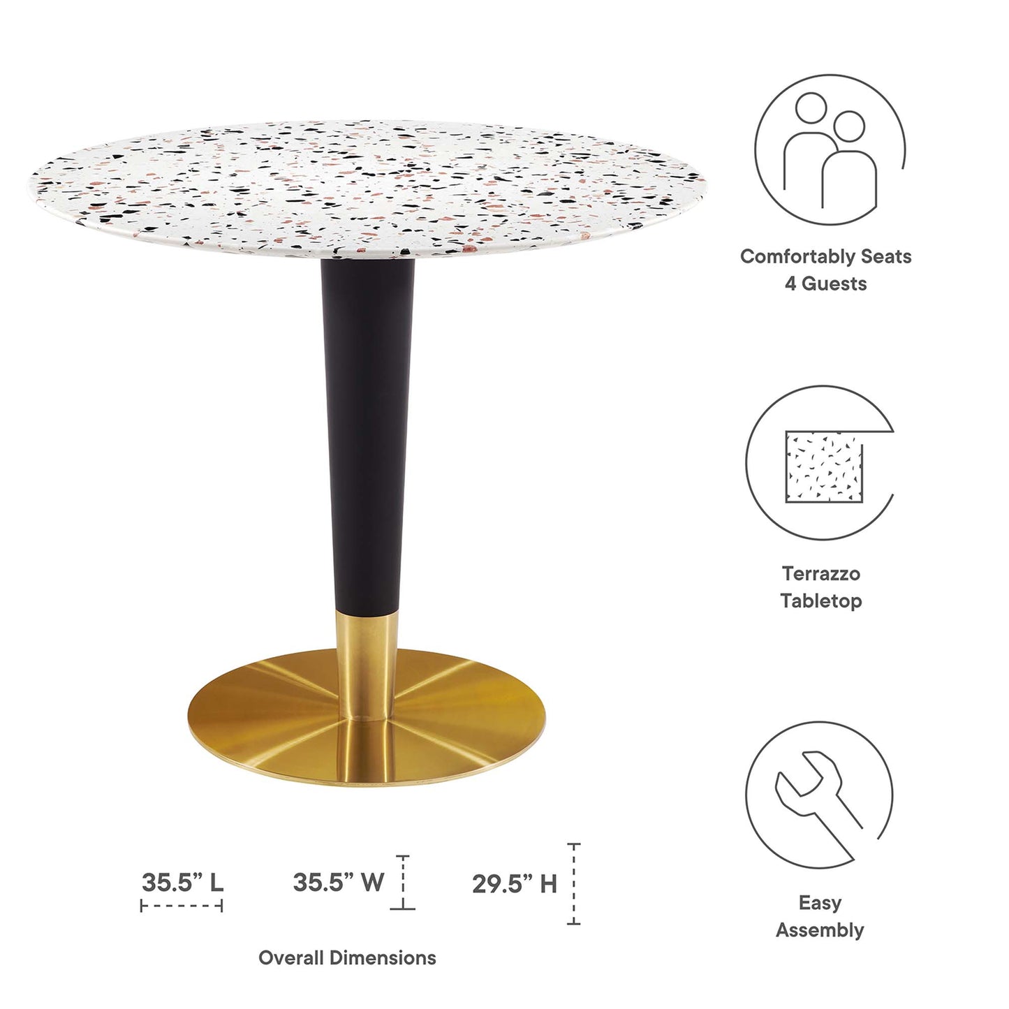 Zinque 36" Round Terrazzo Dining Table